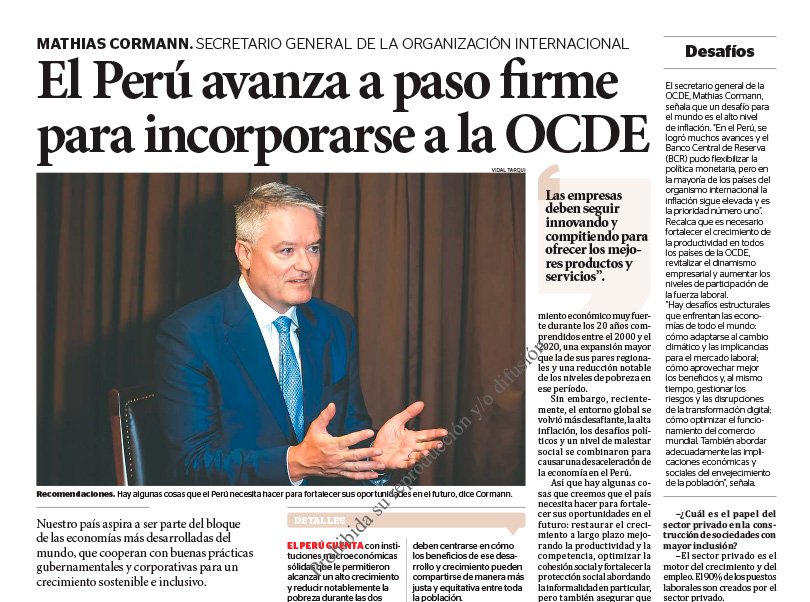 El Perú avanza a paso firme para incorporarse a la OCDE
